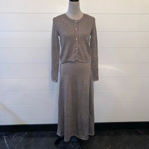 Taylor Set Women's Metallic Cardigan & Sleeveless Midi Dress Size Small